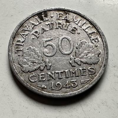 🌹外币初藏🌹🐯2026年第32场   每周二四六晚8️⃣点 接代拍 - 法国1943年维希政府50分