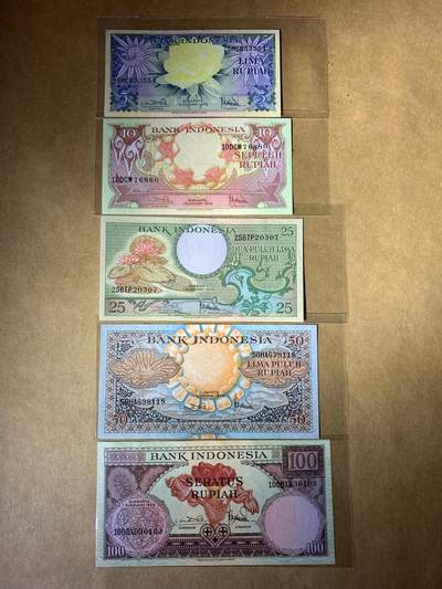 【礼羽收藏】🌏世界钱币拍卖第131期 - 全新UNC 印尼5张 含无47号码