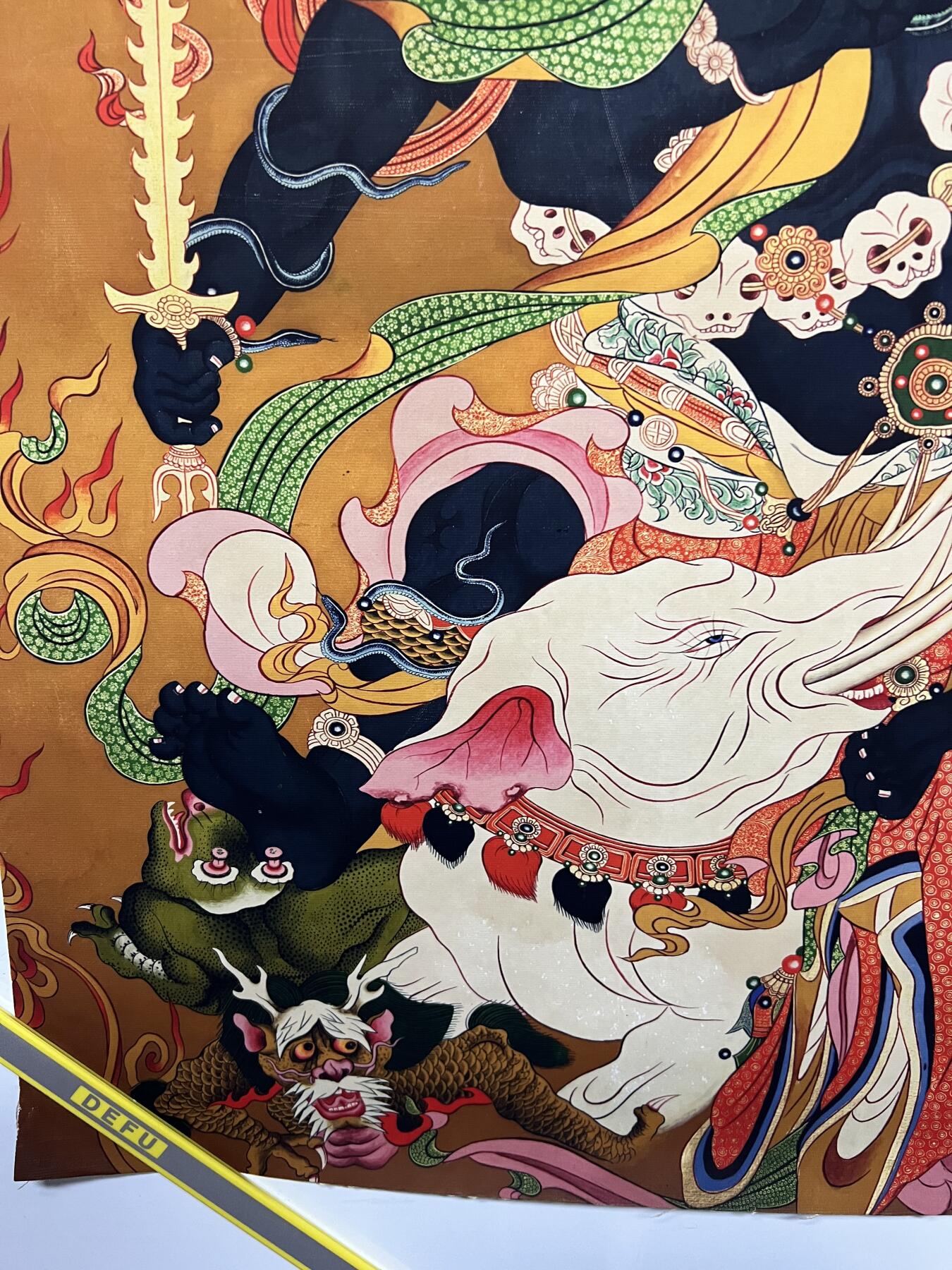 零元拍：唐卡装饰艺术复制画 （非原画）做旧工艺 名稱：金剛手菩薩怨念相 规格41✖️71