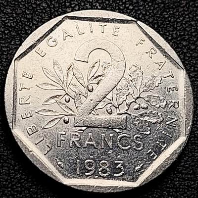 泉币菌-第214场-二月二 龙抬头 专场 拍品多 请提前出价（工作最近较忙 发货不及时，望理解） - 法国早期（1983年）2法郎镍币 26mm 播种女神 入欧前 末版 绝版币