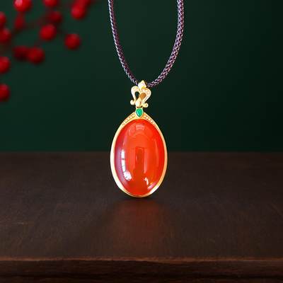 碧月说宝.君子怀瑾·当代和田玉清风专场(三) - 高品18K金保山南红吊坠