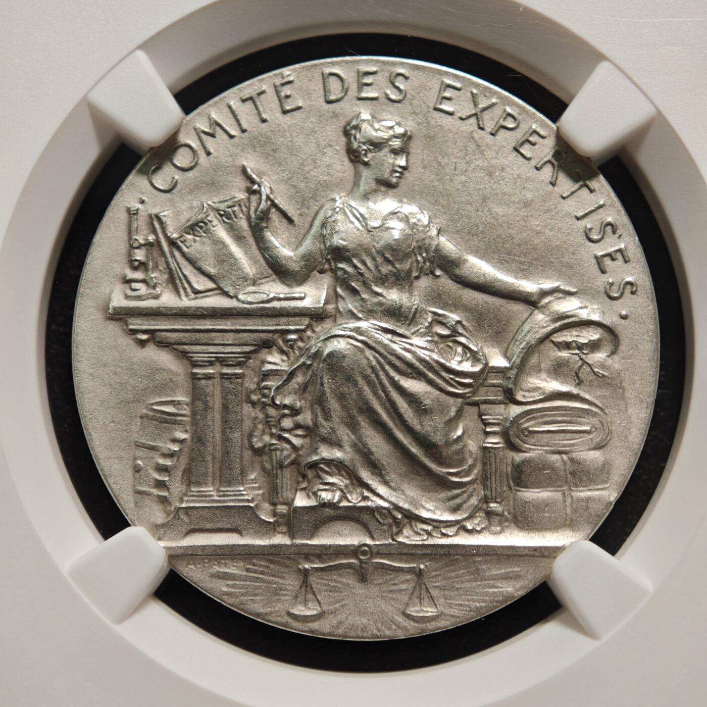 【德藏】世界币章拍卖第168期（拍品征集中~欢迎藏友联系） 1822年 法国商业和工业部专家会议纪念银章代用币 NGC MS61 磨砂质感