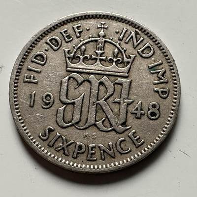 🌹外币初藏🌹🐯2026年第32场   每周二四六晚8️⃣点 接代拍 - 英国 1948年 6便士  