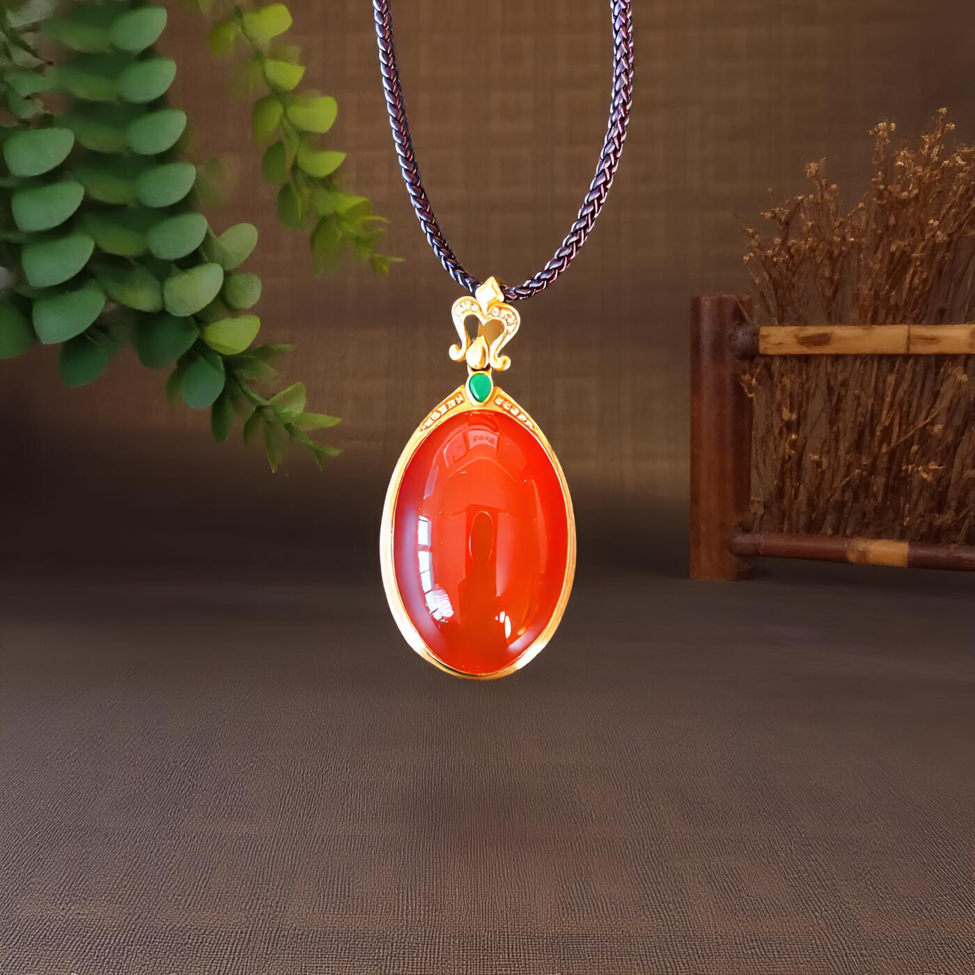 碧月说宝.君子怀瑾·当代和田玉清风专场(三) 高品18K金保山南红吊坠