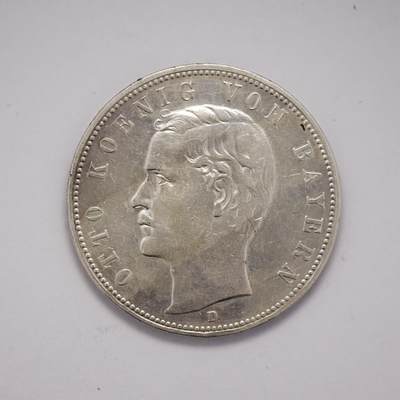观钱 近现代机制币拍卖No.005（全场顺丰包邮，不区分偏远地区）  - 德国 巴伐利亚王国 1907 年奥托国王 5 马克银币，喜欢裸币的朋友不要错过