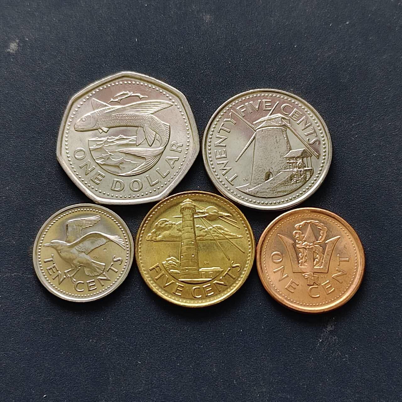 【全场包邮】纯粹捡漏拍512场 巴巴多斯2008-2009年5枚套币