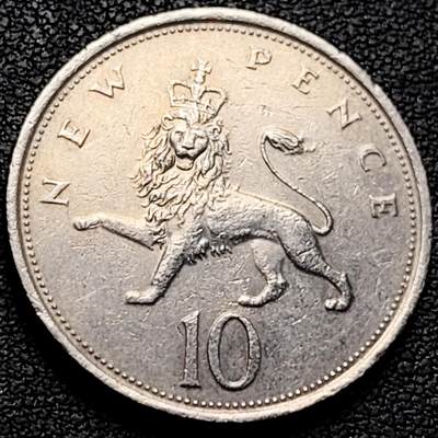 泉币菌-第214场-二月二 龙抬头 专场 拍品多 请提前出价（工作最近较忙 发货不及时，望理解） - 英国大镍币 英国1977年 10便士铜镍币 28.5mm 伊丽莎白二世女王 皇冠狮子