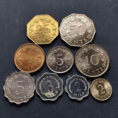 【全场包邮】纯粹捡漏拍512场 - 马耳他1972-1982年9枚套币