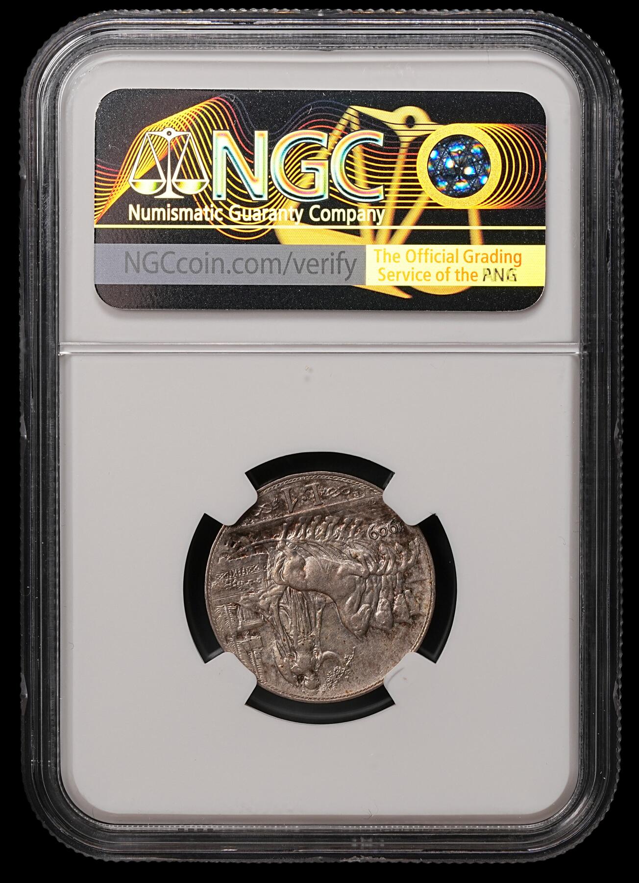 修遠堂世界钱币第108期 NGC AU55 1909年意大利马车1里拉银币，少见的早期圈版年份