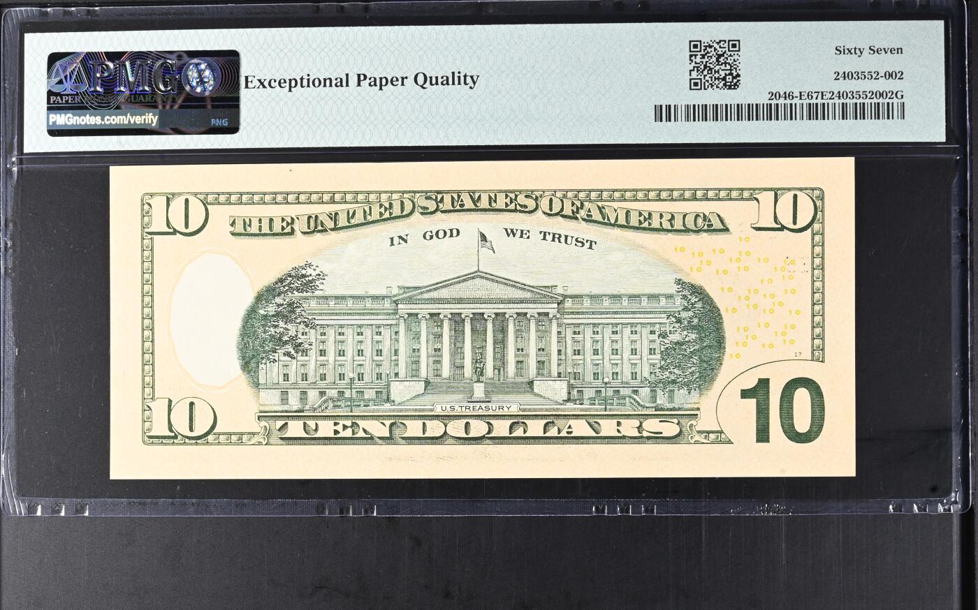《艾美收藏》第237期-3.22周日外币强钞白金场 2021年彩版10美元PMG67E冠军分 数三023全小号组合