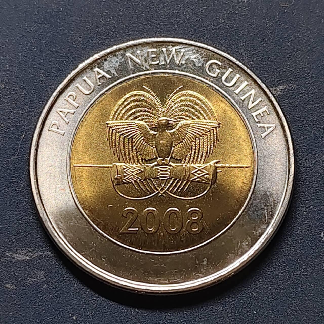 【全场包邮】纯粹捡漏拍512场 巴布亚新几内亚2008年2基纳央行35周年双色纪念币