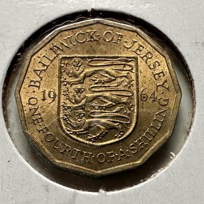 🌹外币初藏🌹🐯2026年第32场   每周二四六晚8️⃣点 接代拍 - 泽西岛1964年1/4先令铜币