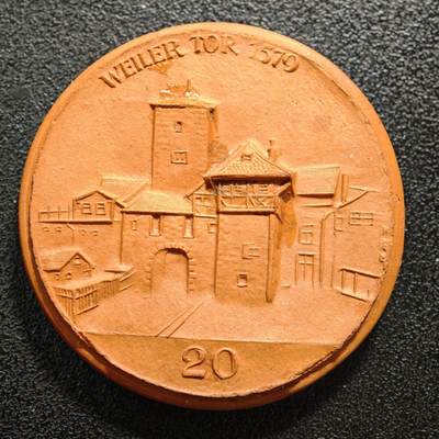 【德藏】世界币章拍卖第168期（拍品征集中~欢迎藏友联系） - 1922年 德国紧急时期施瓦本哈尔陶瓷纪念章陶瓷币 直径约：39.1mm；重约：11g