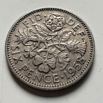 🌹外币初藏🌹🐯2026年第32场   每周二四六晚8️⃣点 接代拍 - 英国 1958年 6便士  