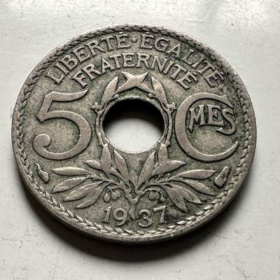 🌹外币初藏🌹🐯2026年第32场   每周二四六晚8️⃣点 接代拍 - 法国1937年5分