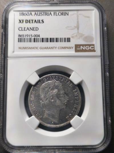 国内外机制币银元拍场 小精品场 - 1860年A版弗朗茨约瑟夫青年版1弗洛林 12.3g 900银 细节不错 胡须清晰 底板干净 青年版在1弗洛林里造量少的多 适合玩奥匈银币的凑版