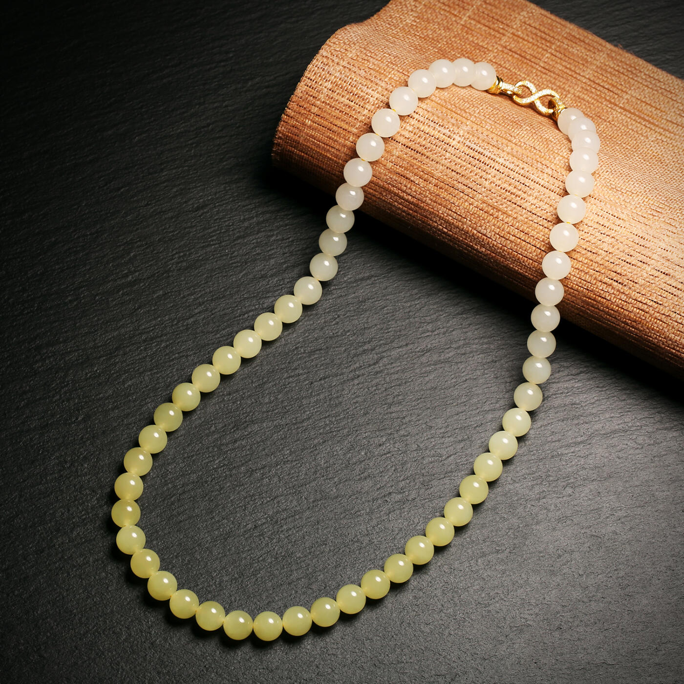 碧月说宝.君子怀瑾·当代和田玉清风专场(三) 稀缺和田玉黄玉白玉渐变色项链