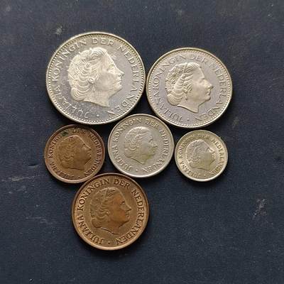 【全场包邮】纯粹捡漏拍512场 - 荷兰1964-1980年朱莉安娜女王6枚套币