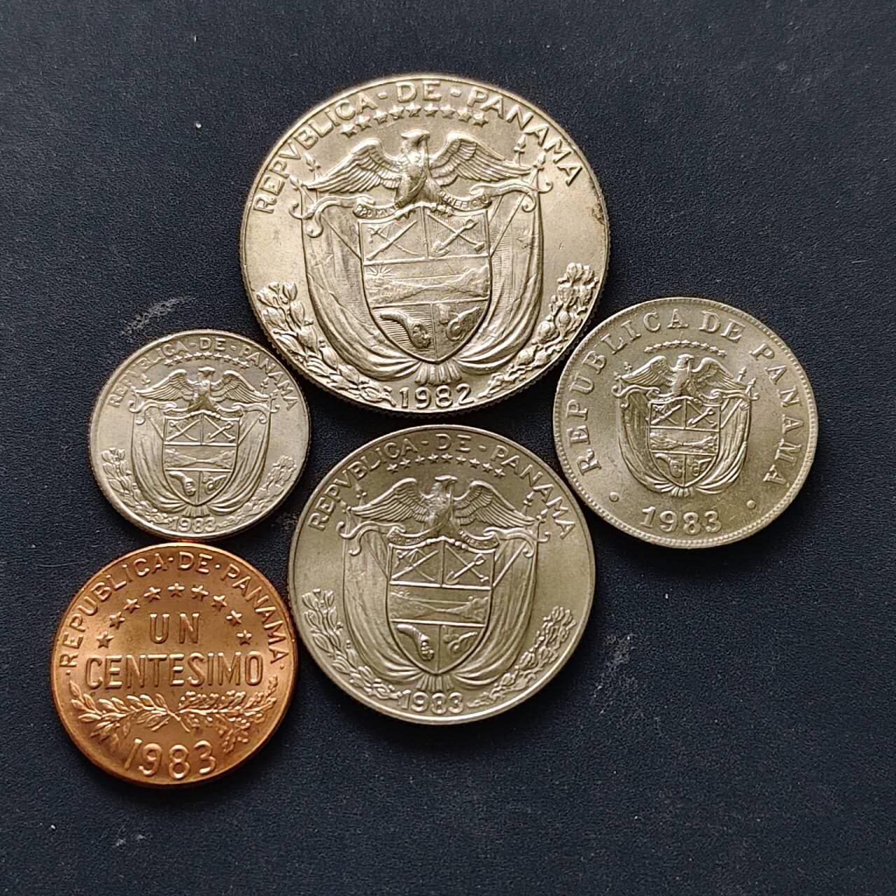 【全场包邮】纯粹捡漏拍512场 巴拿马1982-1983年5枚套币