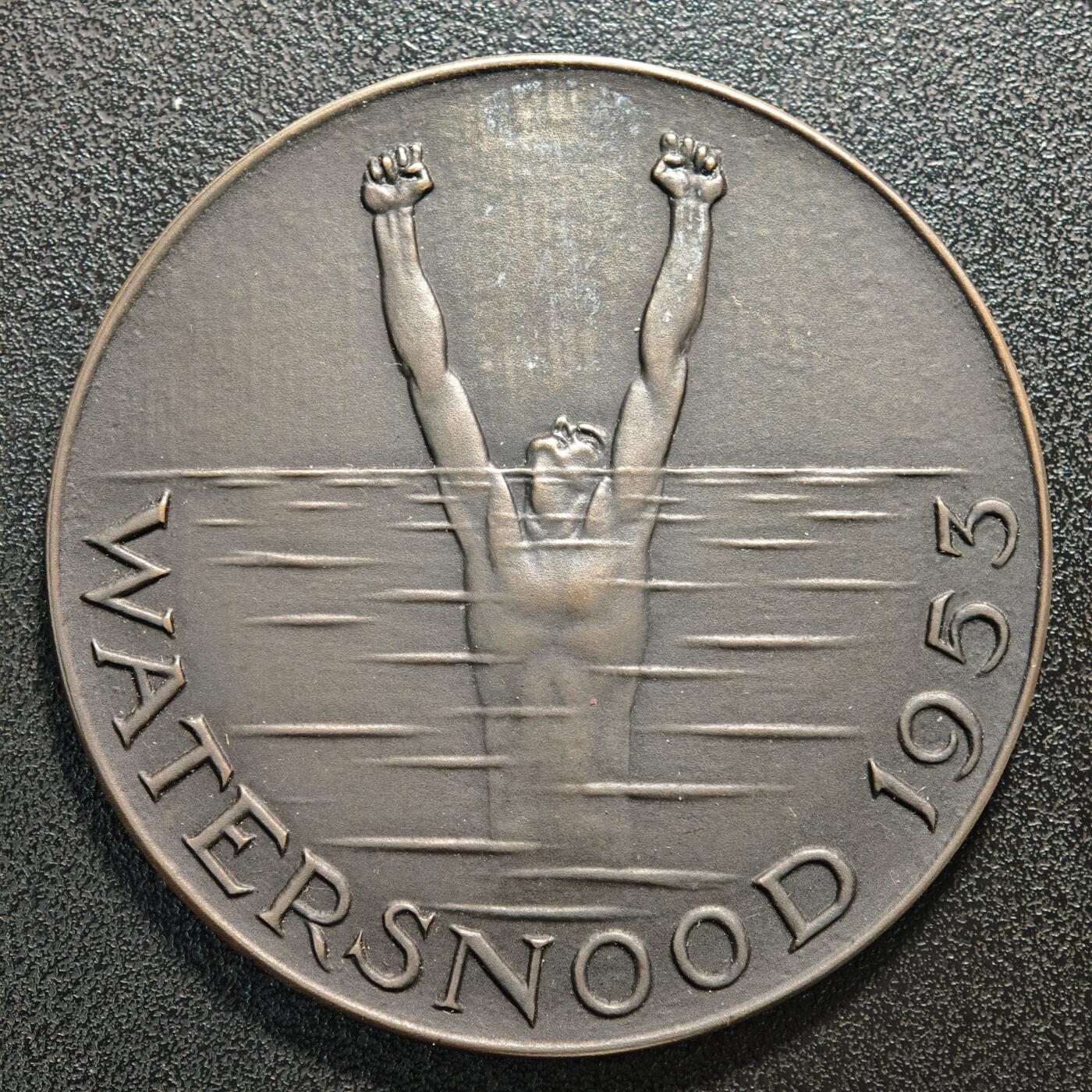 【德藏】世界币章拍卖第168期（拍品征集中~欢迎藏友联系） 1953年 荷兰北海大洪水灾后重建纪念大铜章 带盒 直径约：58.9mm；重约：67.6g