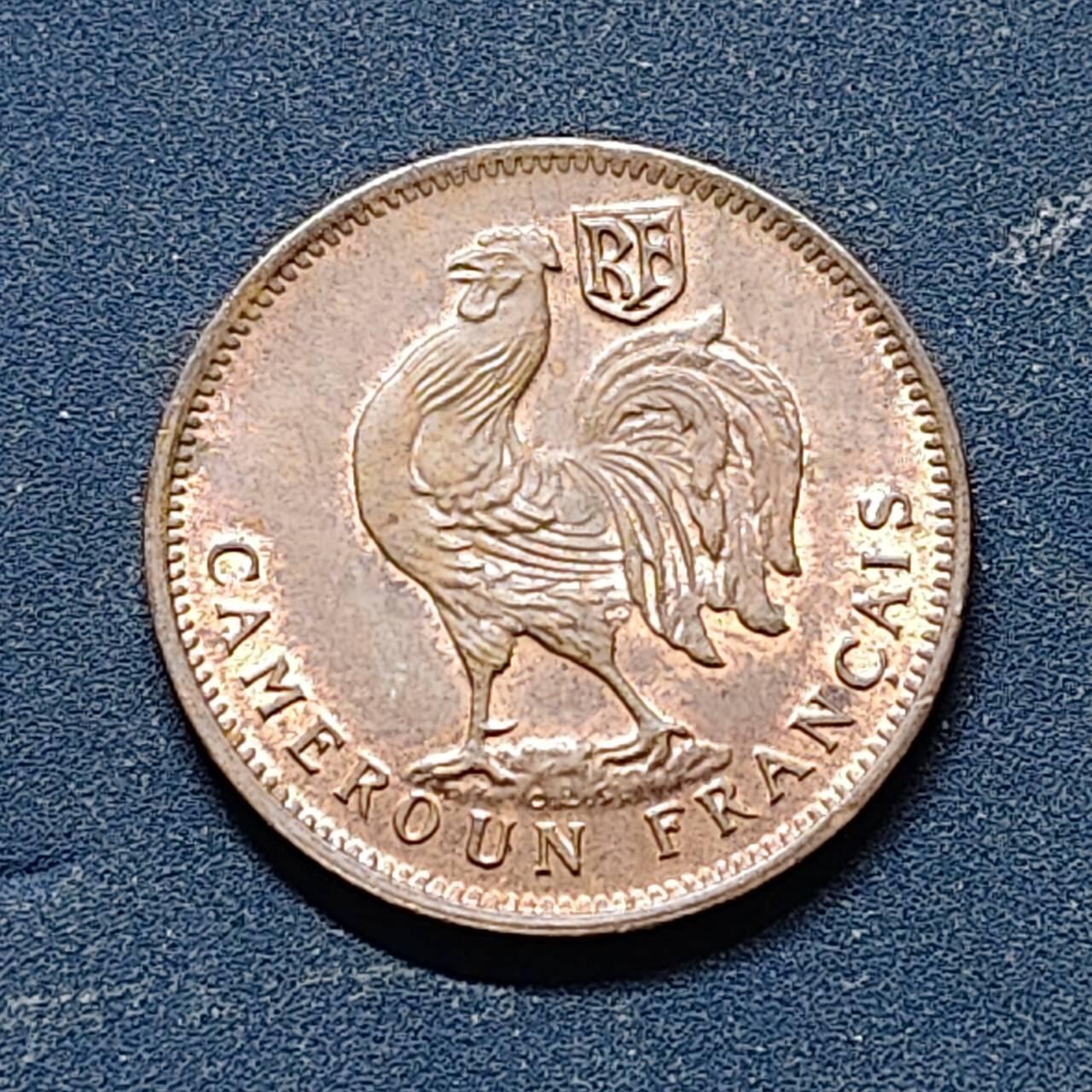 【全场包邮】纯粹捡漏拍513场 法属喀麦隆1943年公鸡50分铜币（KM4稀少版，非自由版） UNC品相