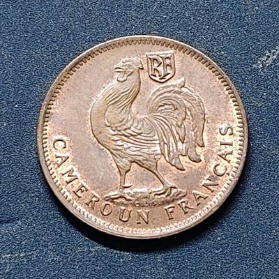 【全场包邮】纯粹捡漏拍513场 - 法属喀麦隆1943年公鸡50分铜币（KM4稀少版，非自由版） UNC品相