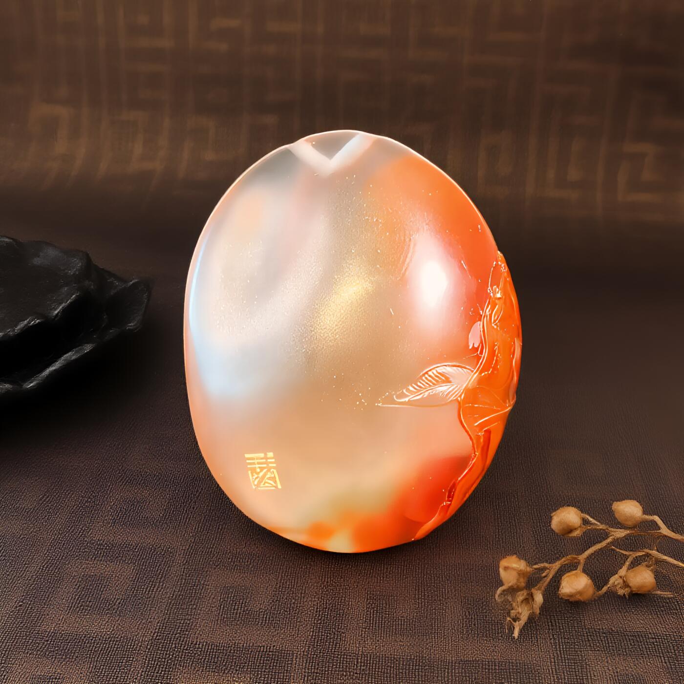 碧月说宝.君子怀瑾·当代和田玉清风专场(三) 苏工名家魏海涛作品 玉贵人荔枝冻南红巧雕吊坠