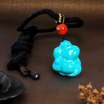 碧月说宝.君子怀瑾·当代和田玉清风专场(三) - 原矿 玻璃瓷随型松石吊坠