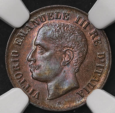 修遠堂世界钱币第108期 - NGC MS64BN 1904年意大利1分铜币