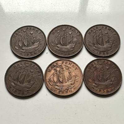 🌹外币初藏🌹🐯2026年第32场   每周二四六晚8️⃣点 接代拍 - 英国 1938年 半便士  6枚