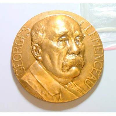 【艺术】可评级 法国艺术大章1918年 一战总理克里孟梭视察前线 高浮雕精制超大铜章 70MM 171克 - 【艺术】可评级 法国艺术大章1918年 一战总理克里孟梭视察前线 高浮雕精制超大铜章 70MM 171克