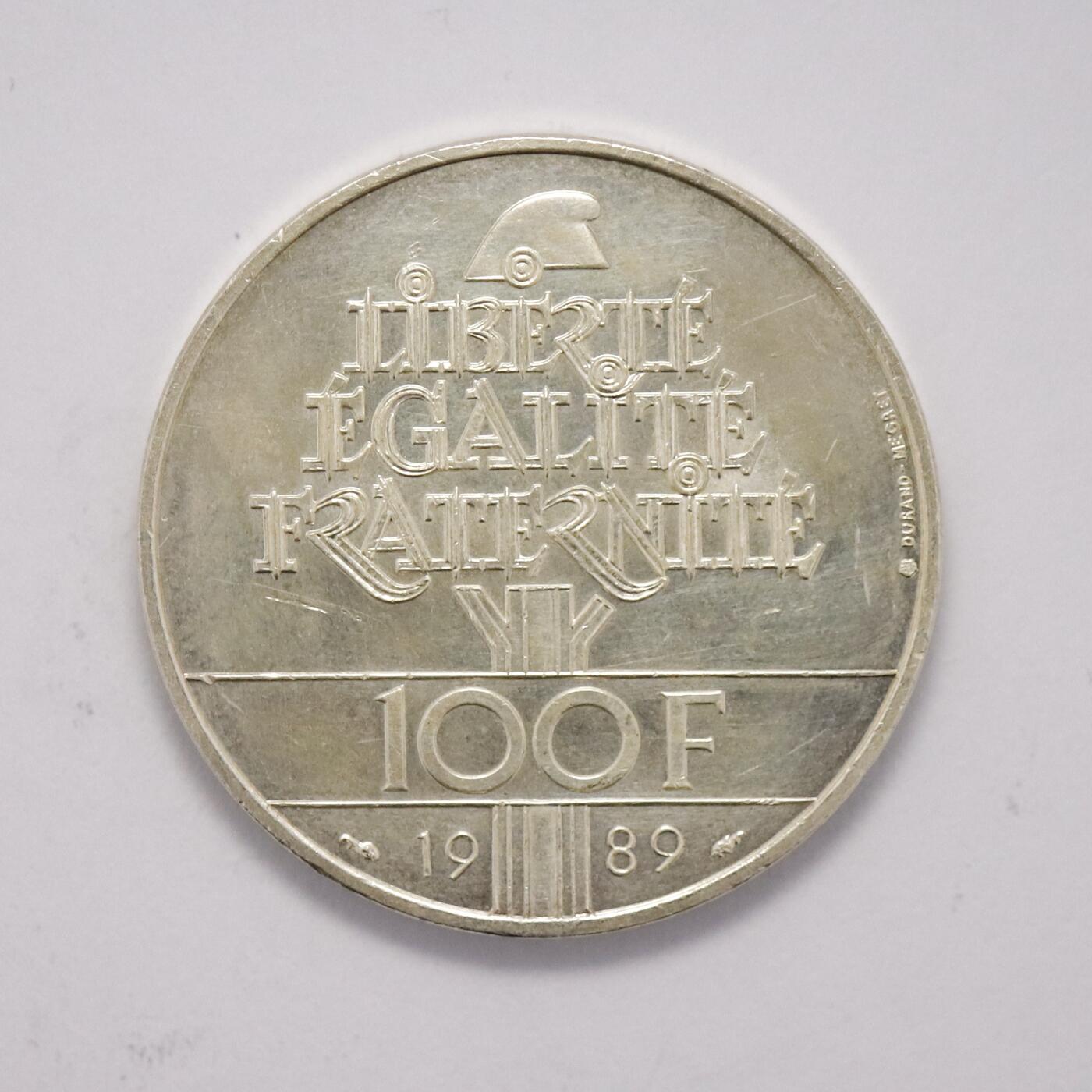 观钱 近现代机制币拍卖No.005（全场顺丰包邮，不区分偏远地区）  法国 1989 年《人权宣言》200 周年 100 法郎银币