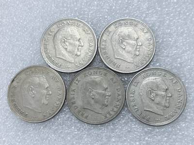 第一海外回流一元起拍收藏 散集专场  第304期 - 丹麦1克朗硬币 弗雷德里克九世头像 5枚