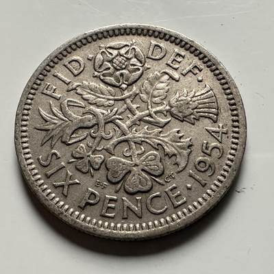 🌹外币初藏🌹🐯2026年第32场   每周二四六晚8️⃣点 接代拍 - 英国 1954年 6便士  