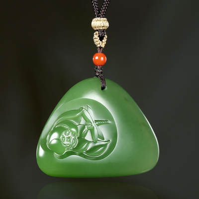 碧月说宝.君子怀瑾·当代和田玉清风专场(三) - 陆宜南 色标级苹果绿碧玉莲花牌