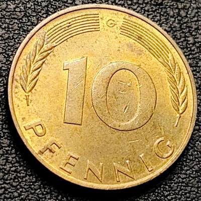 泉币菌-第214场-二月二 龙抬头 专场 拍品多 请提前出价（工作最近较忙 发货不及时，望理解） - 联邦德国1971年 10芬尼硬币 橡树麦穗  银行版 21.5mm