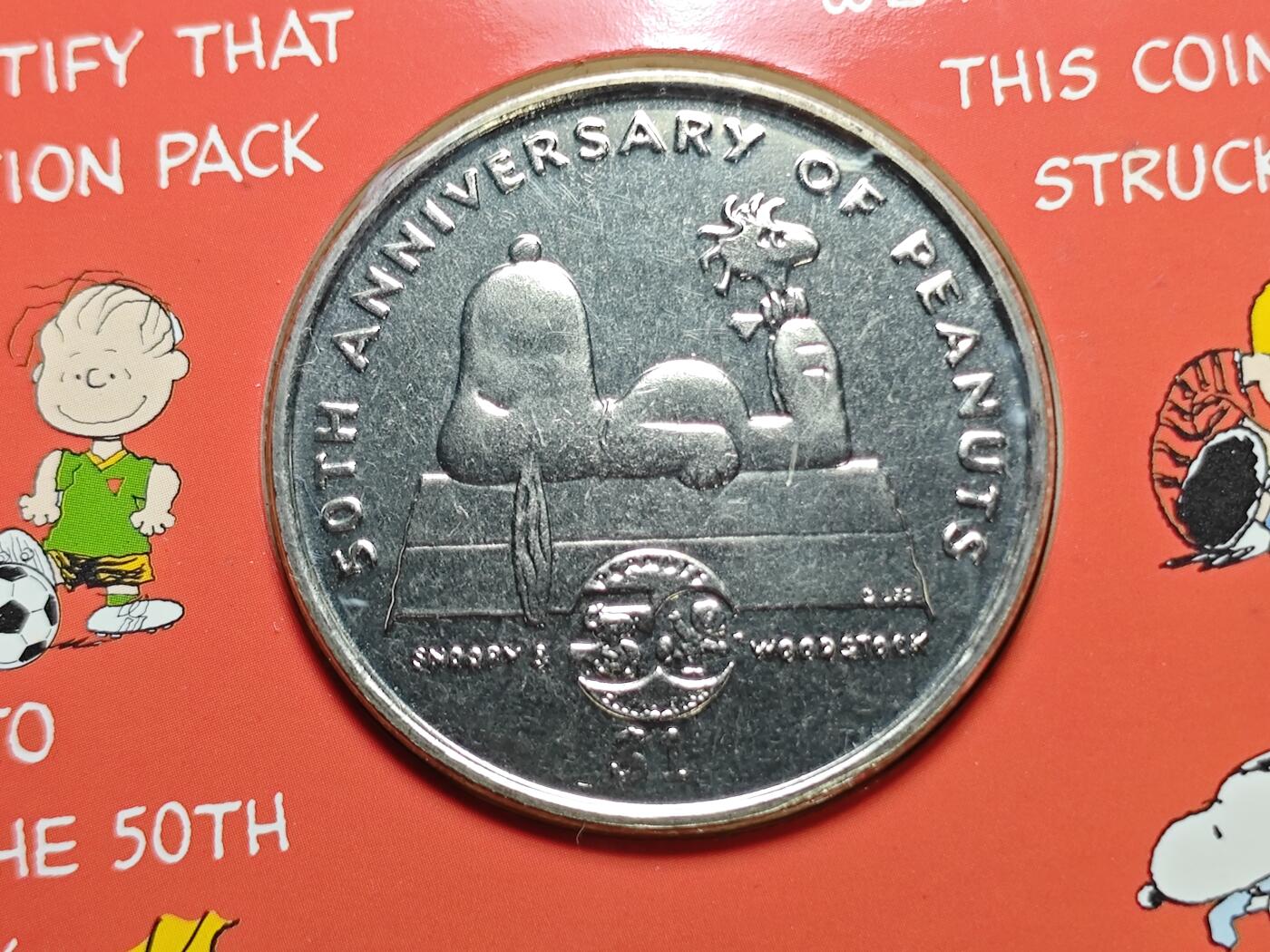 KK钱币收藏小铺   套币专场 2月预留时间 周末发货  纽埃 2000年史努比诞生50周年 1元纪念币