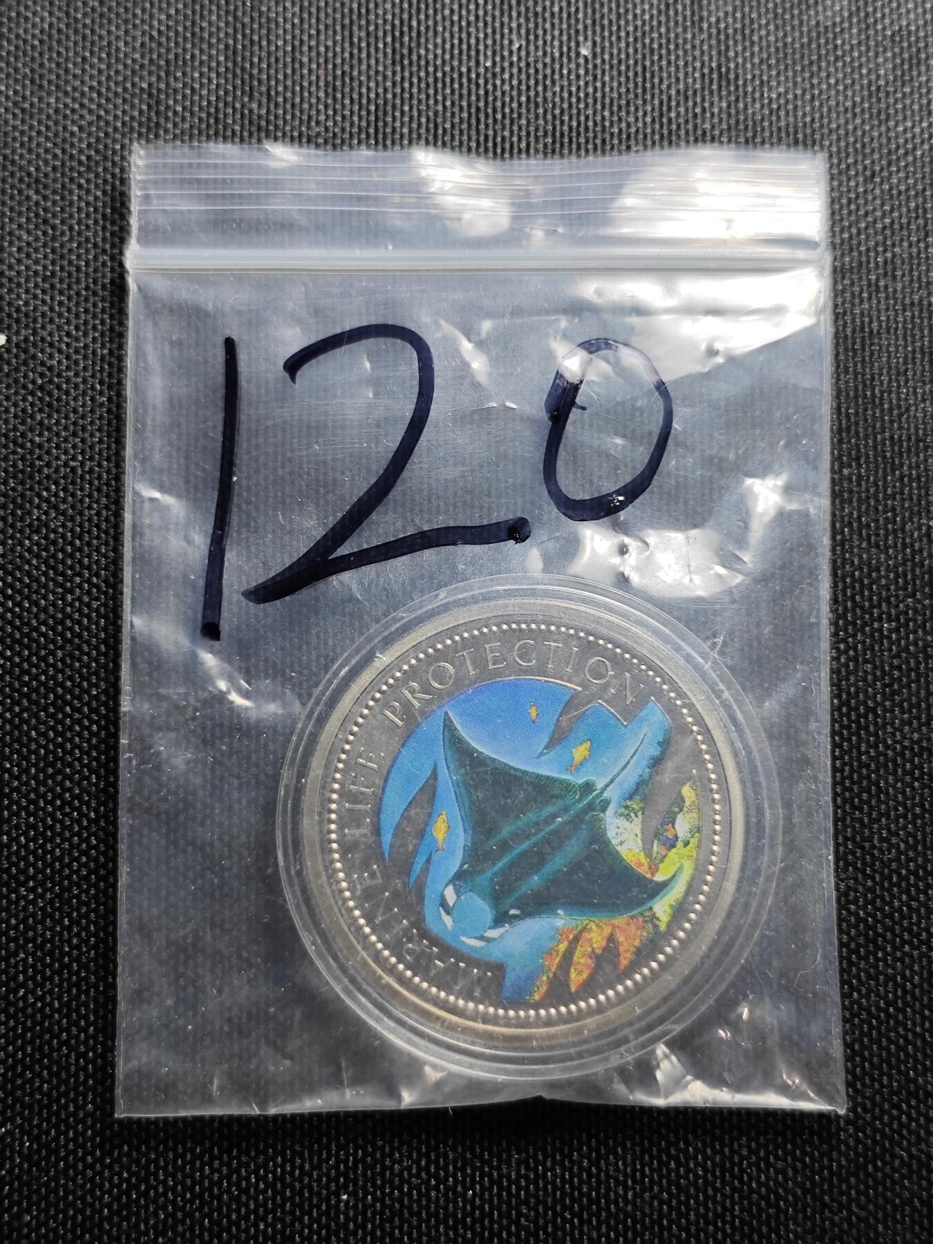 KK钱币收藏小铺   套币专场 2月预留时间 周末发货  1999帕拉1元彩色纪念币 美人鱼