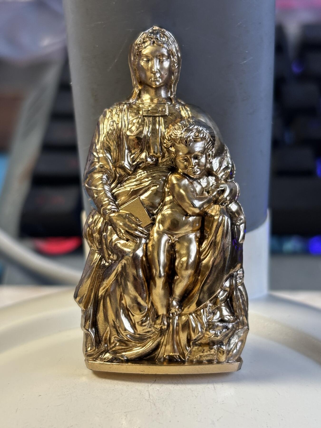 第194期拍卖 库克2020年布鲁日圣母玛利亚米开朗基罗20元镀金立体银币3盎司纪念银币，999银，发行501枚