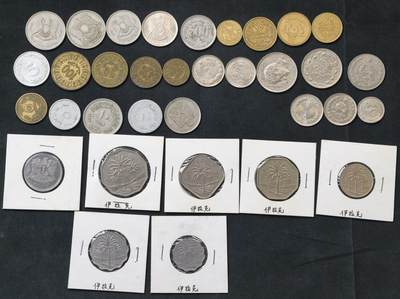甄臻铺-世界币章拍卖（第55期），3月28日甄品场（直播拍卖）拍品征集中，送拍享返佣金等优惠多多 - 中东地区个国家硬币34枚（含伊拉克椰树6全套，阿拉伯联合共和国<埃及叙利亚合并期间>6枚，伊朗8枚，叙利亚4枚，突尼斯5枚，黎巴嫩5枚）