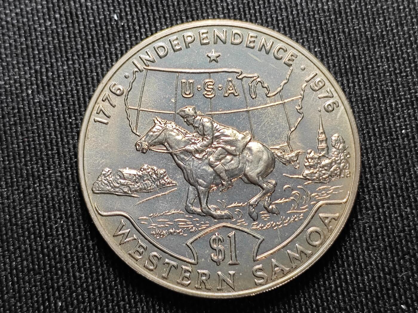 KK钱币收藏小铺   套币专场 2月预留时间 周末发货  1976萨摩亚1元纪念币 带盒 美国建国200周年纪念