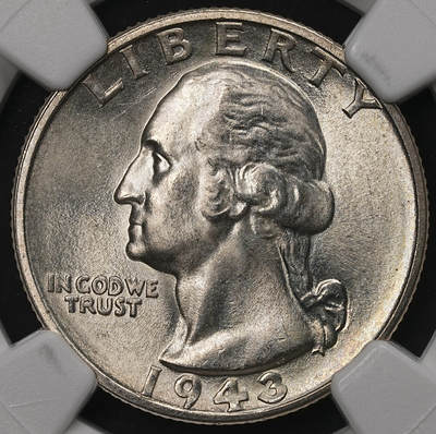 修遠堂世界钱币第108期 - NGC MS65 1943年美国25美分银币，S厂铭