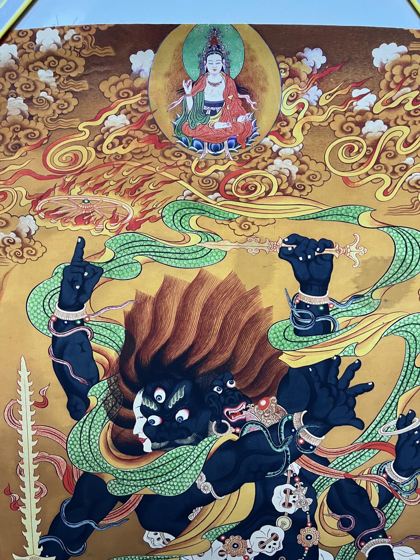 零元拍：唐卡装饰艺术复制画 （非原画）做旧工艺 名稱：金剛手菩薩怨念相 规格41✖️71