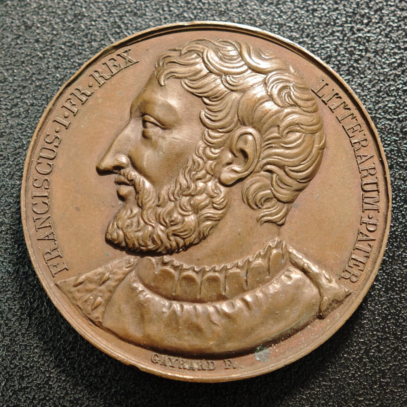 【德藏】世界币章拍卖第168期（拍品征集中~欢迎藏友联系） 1821年 法国瓦卢瓦王朝第9任国王弗朗索瓦一世高浮雕纪念铜章 直径约：39.7mm；重约：37.3g