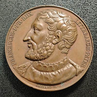 【德藏】世界币章拍卖第168期（拍品征集中~欢迎藏友联系） - 1821年 法国瓦卢瓦王朝第9任国王弗朗索瓦一世高浮雕纪念铜章 直径约：39.7mm；重约：37.3g