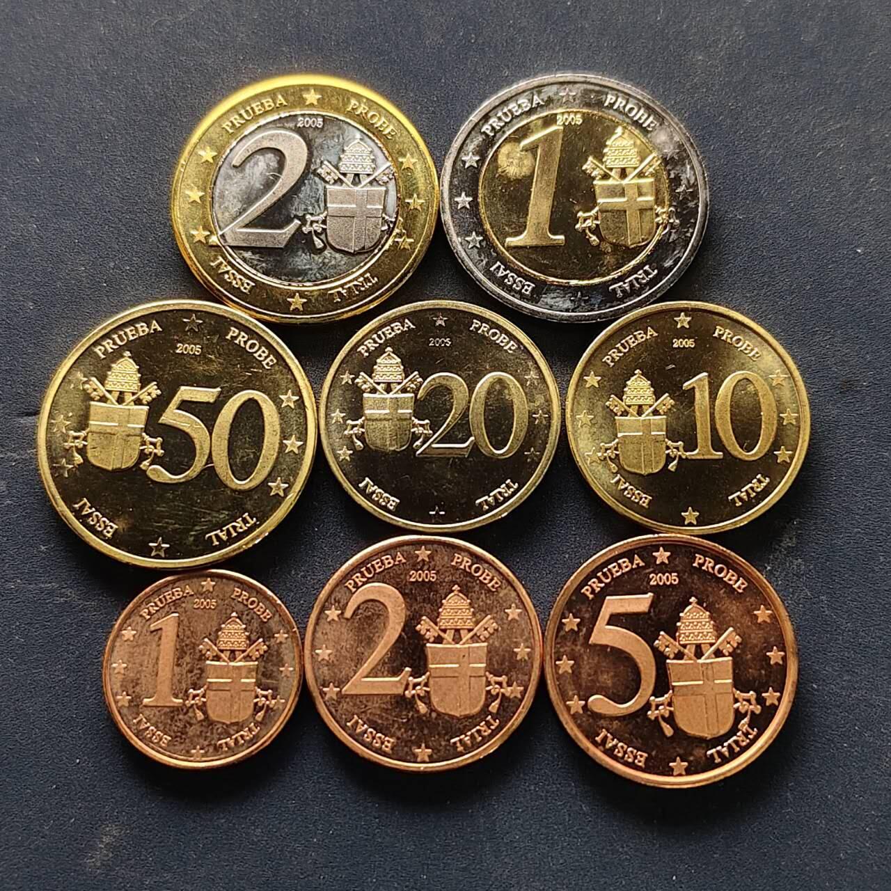 【全场包邮】纯粹捡漏拍512场 【样币】梵蒂冈2005年PL样币8枚套币