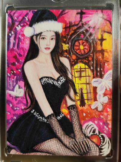 阳大大卡牌拍卖第105期（持续收拍品，周五晚上九点截拍，进群福利早知道） - 【手绘卡】旭亿工作室 玉玲珑 圣诞女郎 手绘原稿 1/1