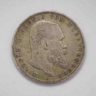 观钱 近现代机制币拍卖No.005（全场顺丰包邮，不区分偏远地区）  - 符腾堡王国 1900 年威廉二世 5 马克银币，喜欢裸币的朋友不要错过