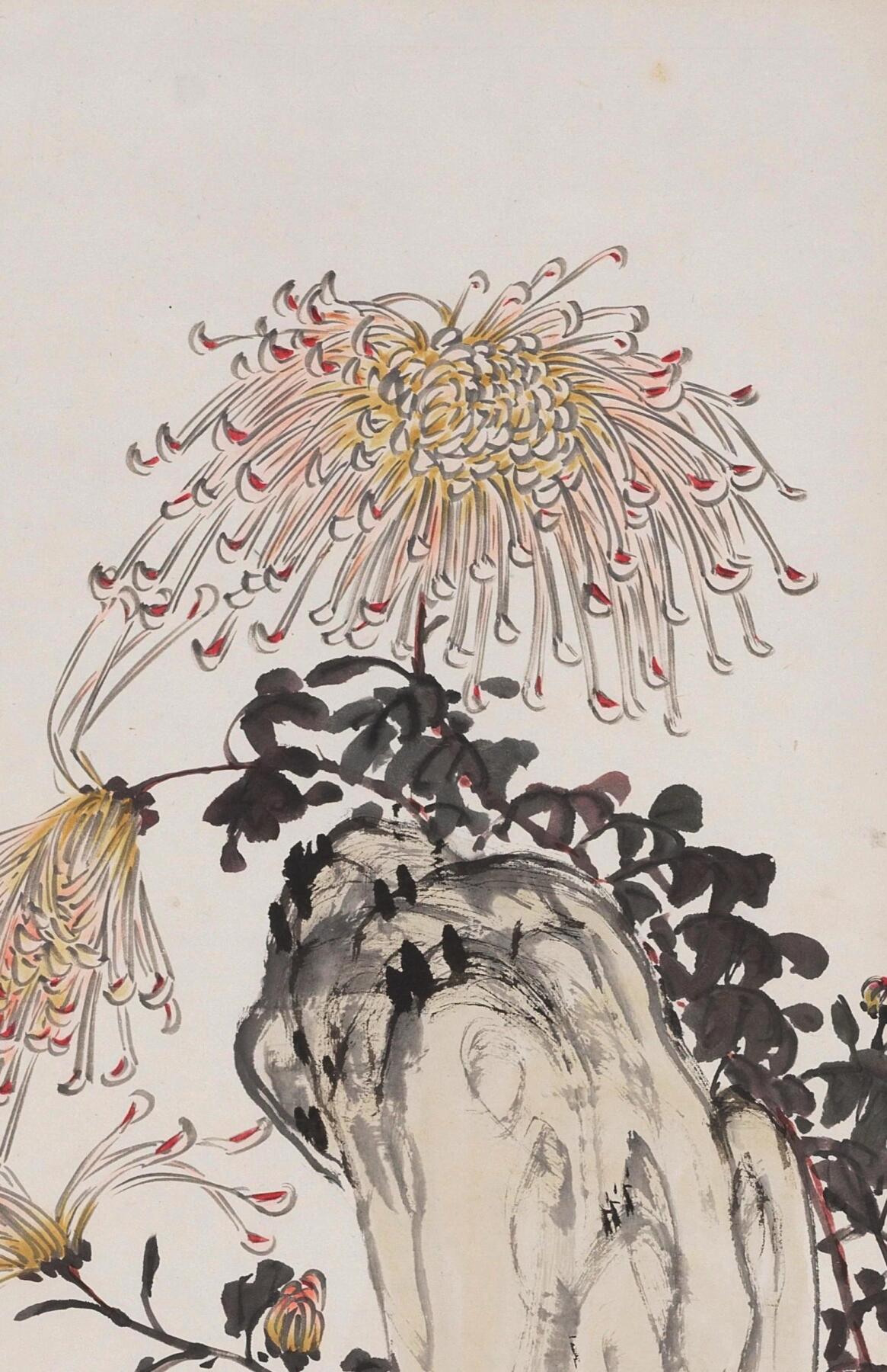 碧月说宝·同一藏家珍藏书画专场 谢公展 菊石争艳