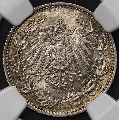 修遠堂世界钱币第108期 - NGC MS66 1916年德国1/2马克马克银币 E厂铭